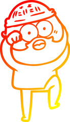 Obraz premium warm gradient line drawing cartoon surprised bearded man