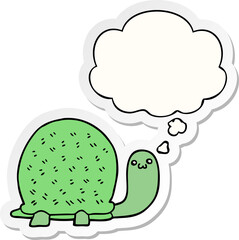 cute cartoon turtle and thought bubble as a printed sticker