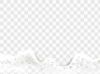 3d foam water, water with soap bubbles on a white background. Vector illustration.