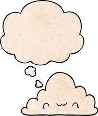 cute cartoon cloud and thought bubble in grunge texture pattern style
