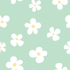 Seamless childish pattern with  flowers. Background with creative decorative flowers in cartoon style.