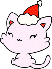 Obraz na płótnie Canvas christmas cartoon of kawaii cat