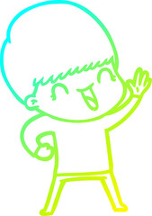cold gradient line drawing happy cartoon boy