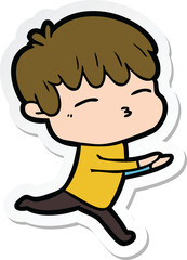 sticker of a cartoon curious boy