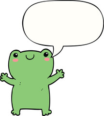 cute cartoon frog and speech bubble