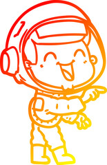 warm gradient line drawing happy cartoon astronaut
