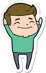 sticker of a happy cartoon man