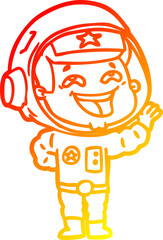 warm gradient line drawing cartoon laughing astronaut
