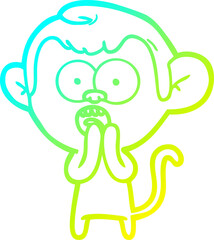 cold gradient line drawing cartoon shocked monkey