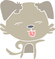flat color style cartoon dog sticking out tongue