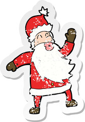 retro distressed sticker of a cartoon santa