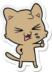 sticker of a cartoon hissing cat
