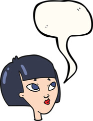 speech bubble cartoon female face