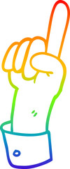 rainbow gradient line drawing cartoon pointing hand