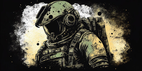 Fototapeta premium Portrait of soldier. AI generated illustration