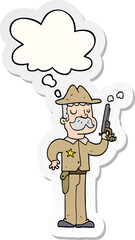 cartoon sheriff and thought bubble as a printed sticker