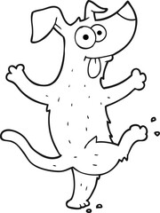 black and white cartoon dancing dog