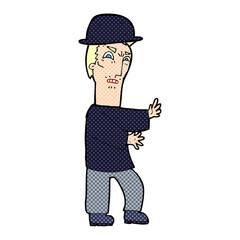 cartoon man wearing bowler hat