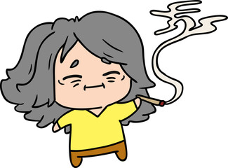 cartoon of cute kawaii old woman