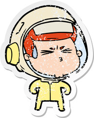 Fototapeta premium distressed sticker of a cartoon stressed astronaut