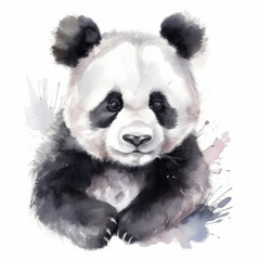Watercolor panda. AI generative.