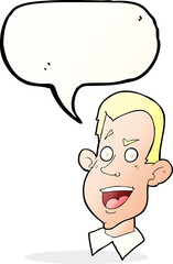 cartoon male face with speech bubble