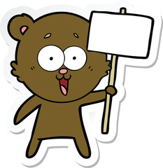 sticker of a laughing teddy  bear cartoon