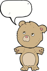 cartoon funny teddy bear with speech bubble