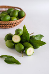 kedondong or ambarella is a tropical fruit. this fruit usually used in salad fruit or rujak and juice