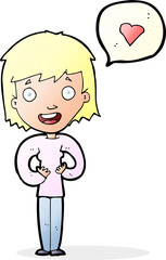 cartoon happy woman in love