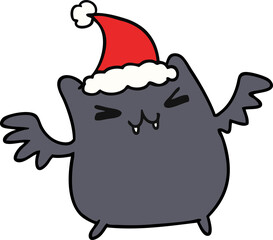 christmas cartoon of kawaii bat