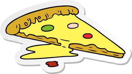 sticker cartoon doodle of a slice of pizza