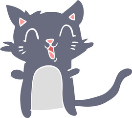 flat color style cartoon happy cat