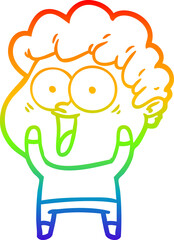 rainbow gradient line drawing cartoon happy man