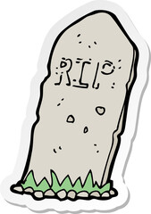 sticker of a cartoon spooky grave