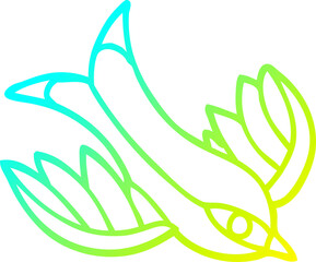 cold gradient line drawing cartoon swallow tattoo