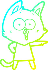 cold gradient line drawing funny cartoon cat