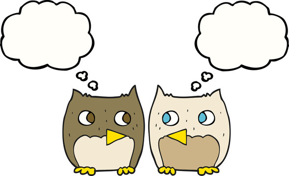 cute thought bubble cartoon owls