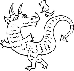 line drawing cartoon dragon