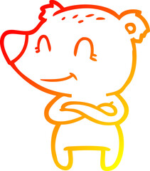 warm gradient line drawing friendly bear cartoon