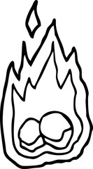 line drawing cartoon spooky burning halloween coals
