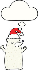 cute cartoon christmas bear and thought bubble
