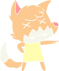 flat color style cartoon dead fox