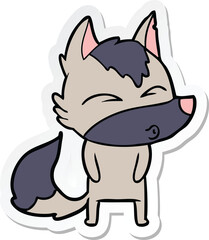 sticker of a cartoon wolf pouting