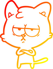 warm gradient line drawing bored cartoon cat