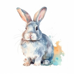Obraz premium Watercolor rabbit on a white background. AI generative.