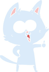 funny flat color style cartoon cat