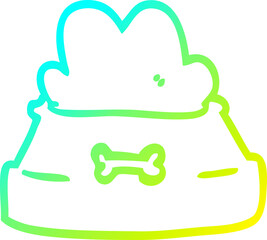 cold gradient line drawing cartoon pet bowl