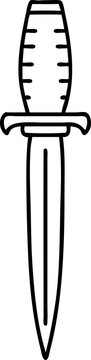 black line tattoo of a dagger