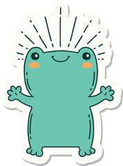 sticker of tattoo style happy frog